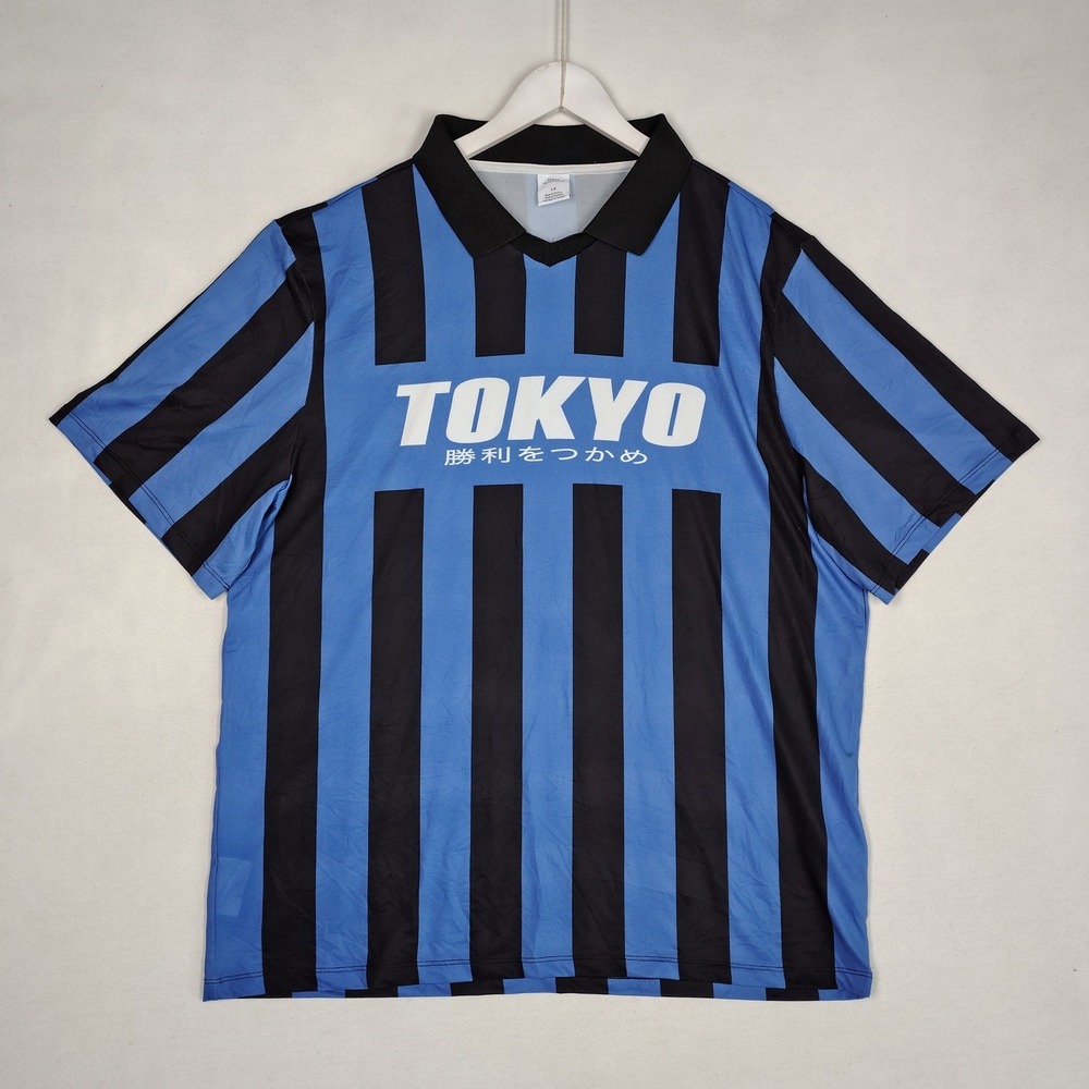 Urban Outfitters Tokyo Soccer Jersey Shirt Blue Black Striped Mens Large